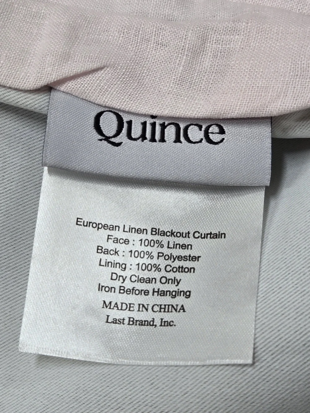 NWT QUINCE Set 2 48x108 European Linen True Blackout Curtains Rose Quartz 9099